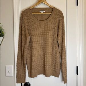 Amazon Essentials Camel Brown Cable Stitch Sweater